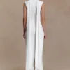 Vestido largo ajustado Wisteria con pañuelo – Blanco