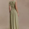 Vestido largo asimétrico ceñido Ayeshya – Salvia Vestido largo asimétrico ceñido Ayeshya – Salvia