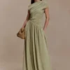 Vestido largo asimétrico ceñido Ayeshya – Salvia Vestido largo asimétrico ceñido Ayeshya – Salvia