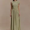Vestido largo asimétrico ceñido Ayeshya – Salvia Vestido largo asimétrico ceñido Ayeshya – Salvia
