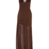Vestido largo Aubree de crepé y malla – Chocolate/Moca Vestido largo Aubree de crepé y malla – Chocolate/Moca