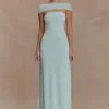Vestido largo Aurora Slinky con abertura de malla – Lagoon Vestido largo Aurora Slinky con abertura de malla – Lagoon