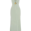 Vestido largo Beck con escote pronunciado y detalles florales – Basil