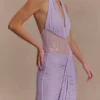 Vestido largo Bonnie de gasa y encaje – Lila Vestido largo Bonnie de gasa y encaje – Lila