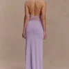 Vestido largo Bonnie de gasa y encaje – Lila Vestido largo Bonnie de gasa y encaje – Lila
