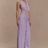 Vestido largo Bonnie de gasa y encaje – Lila Vestido largo Bonnie de gasa y encaje – Lila
