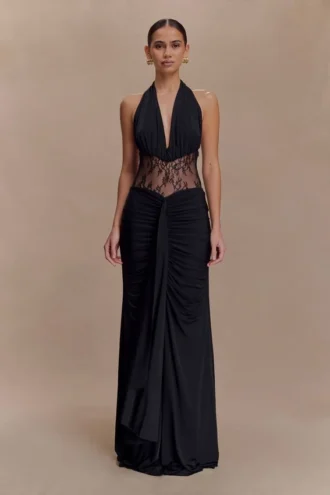 Vestido largo Bonnie Slinky And Lace – Negro