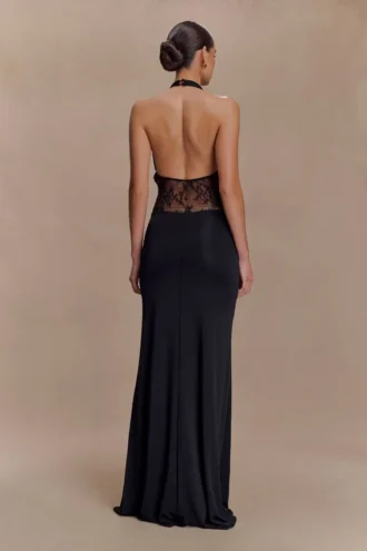 Vestido largo Bonnie Slinky And Lace – Negro