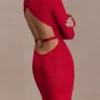 Vestido largo con aberturas Kiyah – Rojo