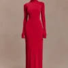 Vestido largo con aberturas Kiyah – Rojo