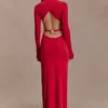 Vestido largo con aberturas Kiyah – Rojo