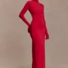 Vestido largo con aberturas Kiyah – Rojo
