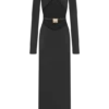 Vestido largo con aberturas Kiyah Slinky – Negro