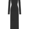 Vestido largo con aberturas Kiyah Slinky – Negro
