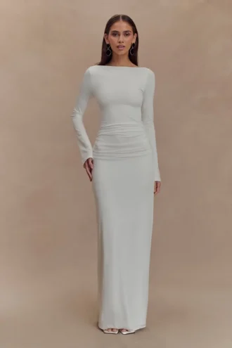 Vestido largo con aberturas Vienna Slinky – Blanco