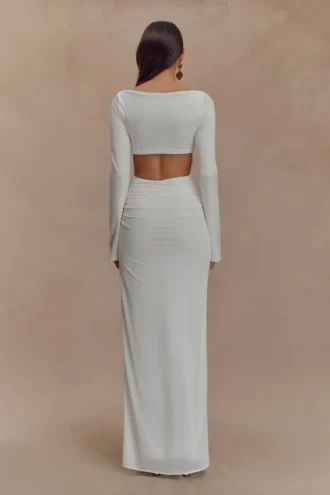 Vestido largo con aberturas Vienna Slinky – Blanco