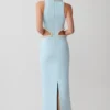 Vestido largo con aberturas y adornos Nicole – Azul pálido