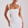 Vestido largo con aberturas y lentejuelas Adoria – Blanco