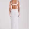 Vestido largo con aberturas y lentejuelas Adoria – Blanco