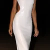 Vestido largo con aberturas y lentejuelas Adoria – Blanco
