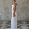 Vestido largo con aberturas y lentejuelas Adoria – Blanco