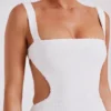 Vestido largo con aberturas y lentejuelas Adoria – Blanco