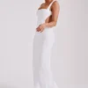 Vestido largo con aberturas y lentejuelas Adoria – Blanco