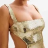 Vestido largo con aberturas y lentejuelas Adoria – Dorado Vestido largo con aberturas y lentejuelas Adoria – Dorado