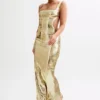 Vestido largo con aberturas y lentejuelas Adoria – Dorado Vestido largo con aberturas y lentejuelas Adoria – Dorado