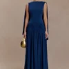 Vestido largo con capa de jersey Emory – Azul marino Vestido largo con capa de jersey Emory – Azul marino