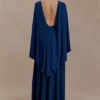 Vestido largo con capa de jersey Emory – Azul marino Vestido largo con capa de jersey Emory – Azul marino