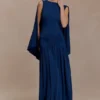 Vestido largo con capa de jersey Emory – Azul marino Vestido largo con capa de jersey Emory – Azul marino