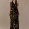 Vestido largo con capucha Talila – Terciopelo calado