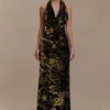 Vestido largo con capucha Talila – Terciopelo calado