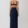 Vestido largo con copas de Denim Amila – Azul índigo Vestido largo con copas de Denim Amila – Azul índigo