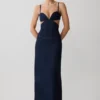 Vestido largo con copas de Denim Amila – Azul índigo Vestido largo con copas de Denim Amila – Azul índigo