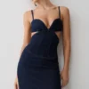 Vestido largo con copas de Denim Amila – Azul índigo Vestido largo con copas de Denim Amila – Azul índigo