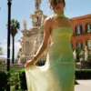 Vestido largo con pañuelo de gasa Caira – Salvia Vestido largo con pañuelo de gasa Caira – Salvia