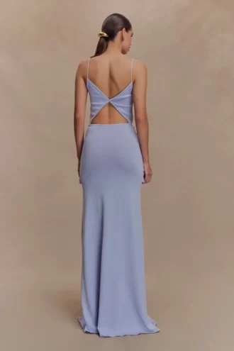 Vestido largo cruzado de punto Reama – Azul aciano
