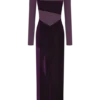 Vestido largo Davina de terciopelo y malla – Morado