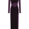 Vestido largo Davina de terciopelo y malla – Morado