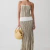 Vestido largo de punto a rayas Joyce – Caqui/Marfil Vestido largo de punto a rayas Joyce – Caqui/Marfil