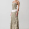 Vestido largo de punto a rayas Joyce – Caqui/Marfil Vestido largo de punto a rayas Joyce – Caqui/Marfil