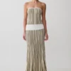 Vestido largo de punto a rayas Joyce – Caqui/Marfil Vestido largo de punto a rayas Joyce – Caqui/Marfil