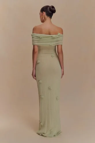 Vestido largo de punto Brynn Orchid – Verde pastel