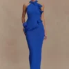 Vestido largo de punto con cuello halter Caprice – Cobalto Vestido largo de punto con cuello halter Caprice – Cobalto