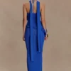 Vestido largo de punto con cuello halter Caprice – Cobalto Vestido largo de punto con cuello halter Caprice – Cobalto
