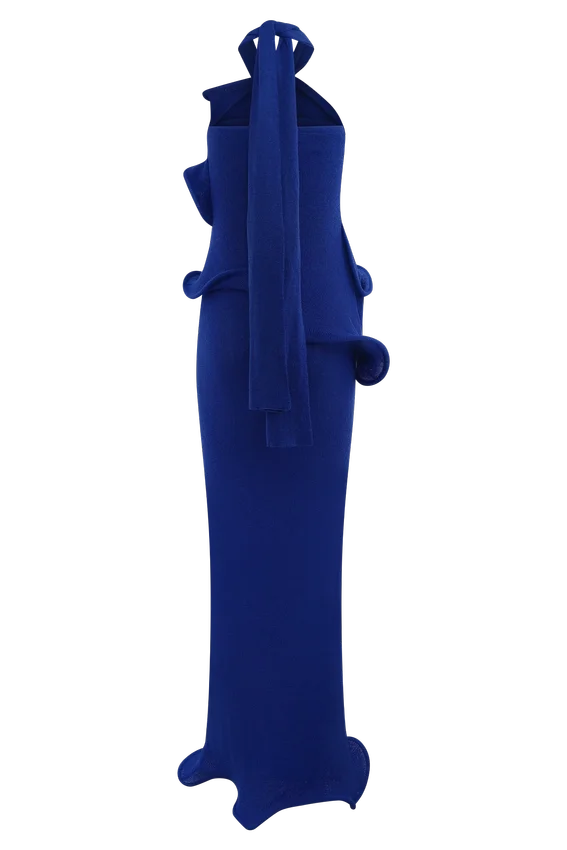 Vestido largo de punto con cuello halter Caprice – Cobalto Vestido largo de punto con cuello halter Caprice – Cobalto