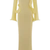 Vestido largo de punto con hombros descubiertos Sandrine – Limón Vestido largo de punto con hombros descubiertos Sandrine – Limón