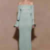 Vestido largo de punto con lurex Sandrine – Azul turquesa Vestido largo de punto con lurex Sandrine – Azul turquesa